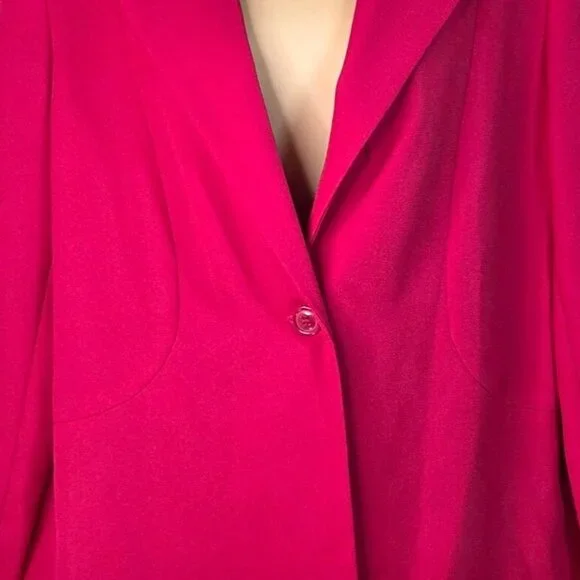Vintage Karen Scott Womens Hot Pink Single-Button Blazer Size 14 Lined 80's - Picture 5 of 7